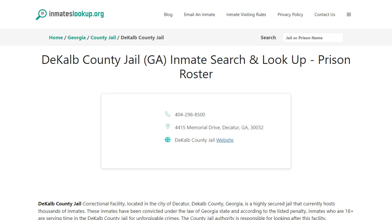 DeKalb County Jail (GA) Inmate Search & Look Up - Prison Roster